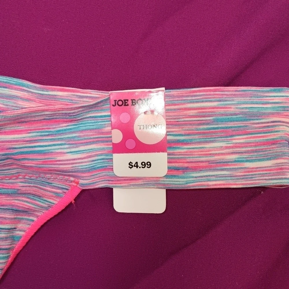 NWT Vintage Joe Boxer‎ Thong Panties XXL Pastel Stripe Stretch Y2K 90s Deadstock